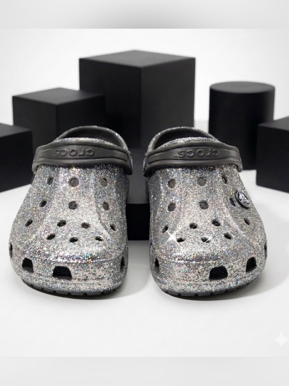 CROCS Kids Glitter Slippers - Black